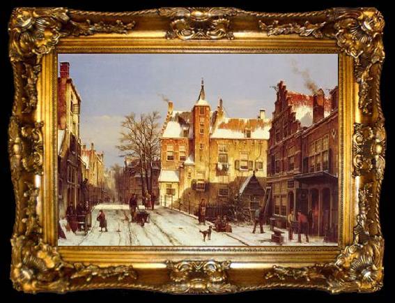 framed  unknow artist European city landscape, street landsacpe, construction, frontstore, building and architecture.059, ta009-2